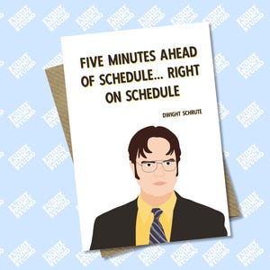 Cinq minutes d'avance sur le calendrier, Dwight Schrute, The Office, Meme Card, Funny Card, A6 A5 Card par Funny Honey Studio