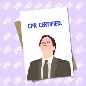 Certifié CRP, Dwight Schrute, The Office, Carte Meme, Carte drôle, Carte A6 A5 par Funny Honey Studio