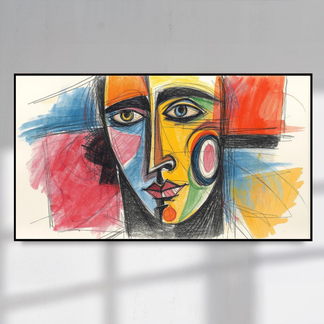 Samsung Frame TV Art Cubist Face Portrait | Picasso Style Abstract ...