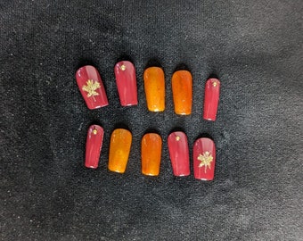 Autumn Maple Custom Reusable Press On Nails