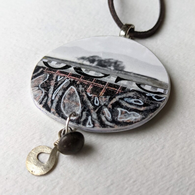 Beneath the Horizon Paper Jewelry Collage Art Necklace PENDANT Etsy