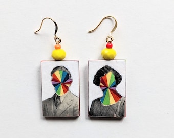 Your Inner Self Shines Through PAPER EARRINGS Identity Vintage Photos 1928 Pride Rainbows