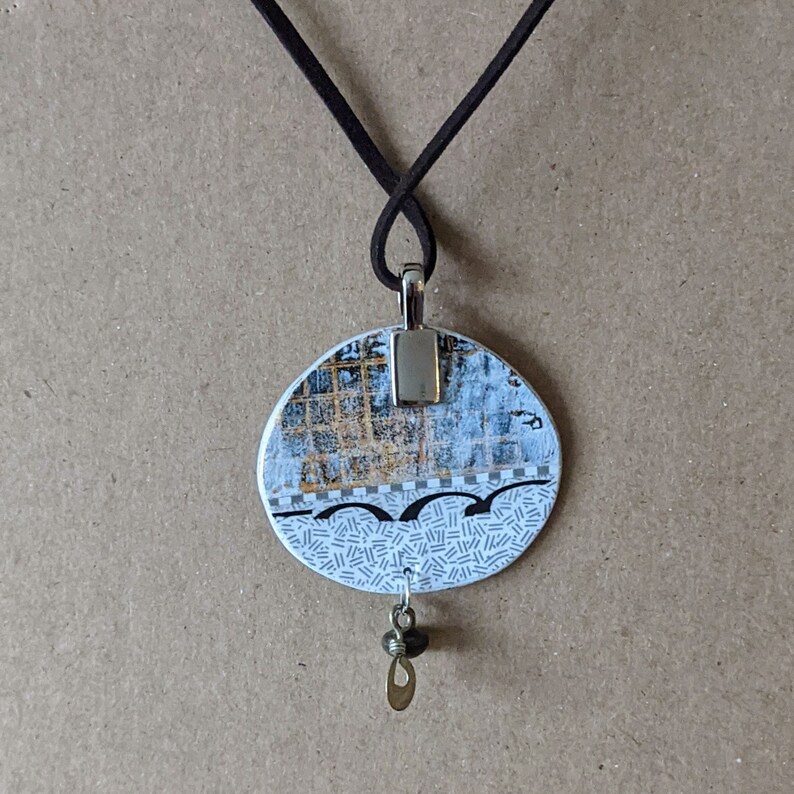 Beneath the Horizon Paper Jewelry Collage Art Necklace PENDANT Etsy