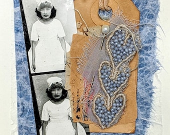 BRIDE Collage Art ORIGINAL Greeting Card VINTAGE