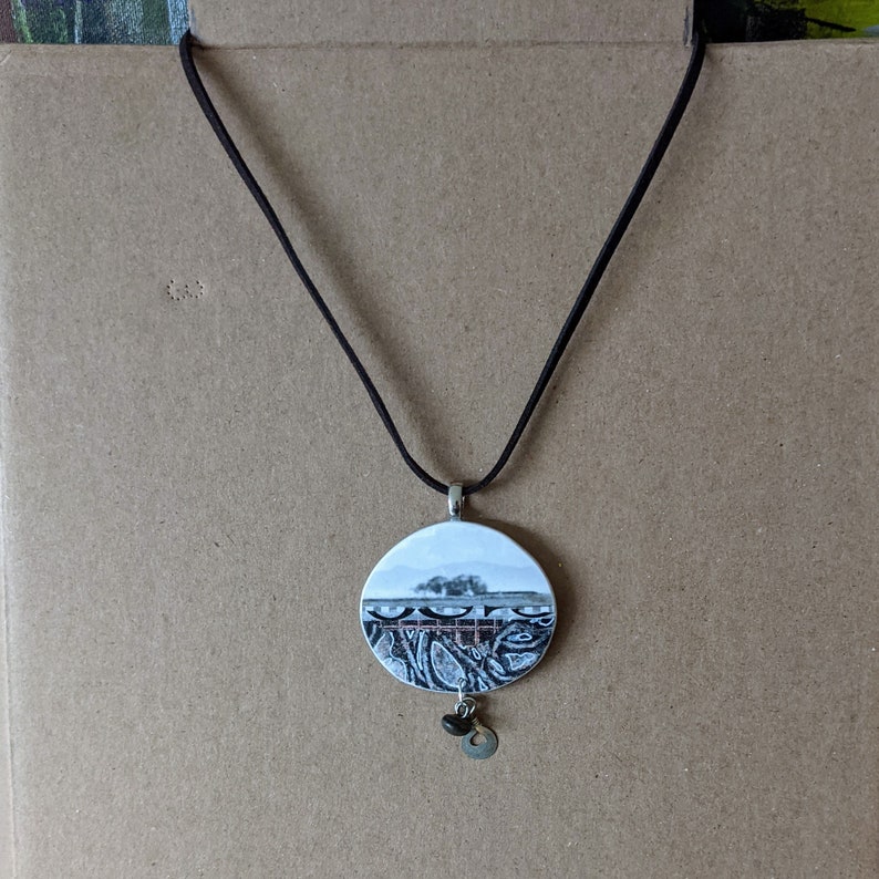 Beneath the Horizon Paper Jewelry Collage Art Necklace PENDANT Etsy