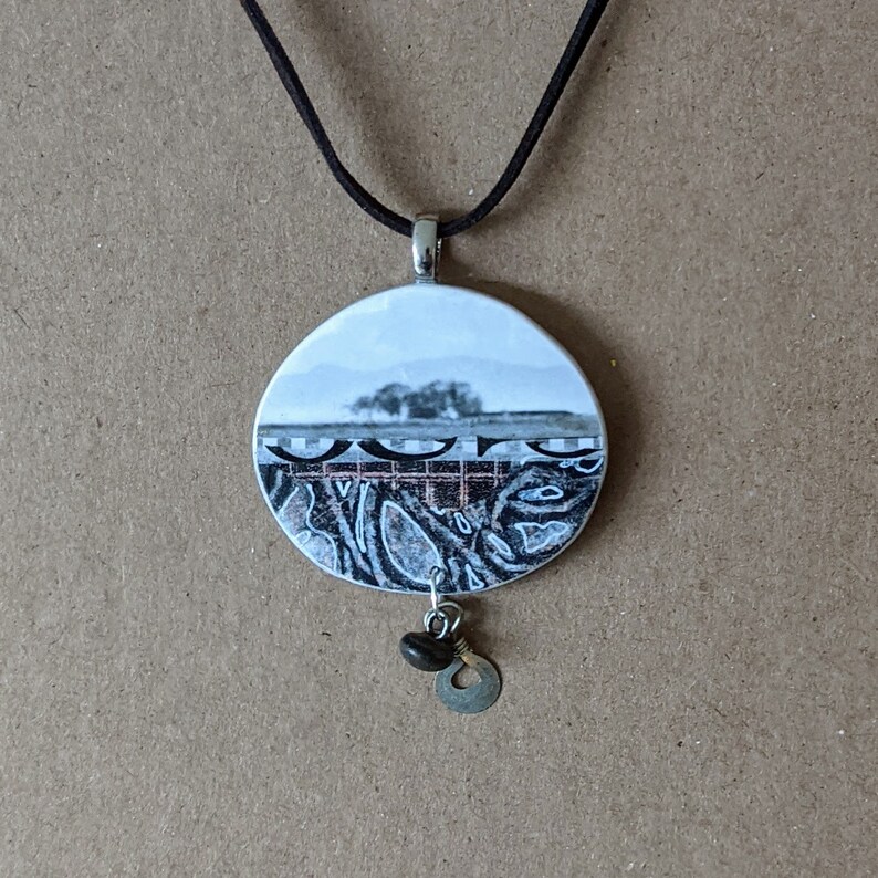 Beneath the Horizon Paper Jewelry Collage Art Necklace PENDANT Etsy