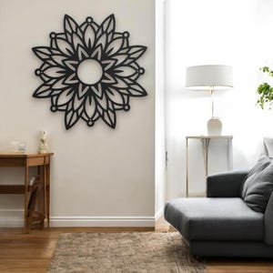 Floral Mandala Metal Wall Art – Indoor Outdoor Modern Decor – Bedroom, Living Room, Patio, or Garden Hanging – Boho Home Design