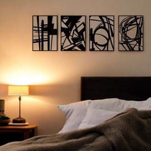 Abstract Metal Wall Art - Minimalist Single Line Sculpture, Modern Iron Wall Decor for Living Room, Bedroom, Office, Stylish Home Design