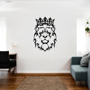 Lion Metal Wall Art, King of the Jungle Decor, Headboard Metal Wall Decor, Home Entry Sign, Wildlife Metal Wall Art, Valentine&#39;s Day Gift