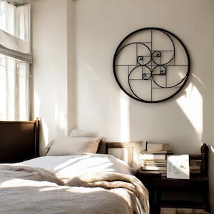 Golden Ratio Metal Wall Art – Fibonacci Spiral Wall Decor – Modern Geometric Metal Art – Housewarming Gift – Large Metal Wall Hanging