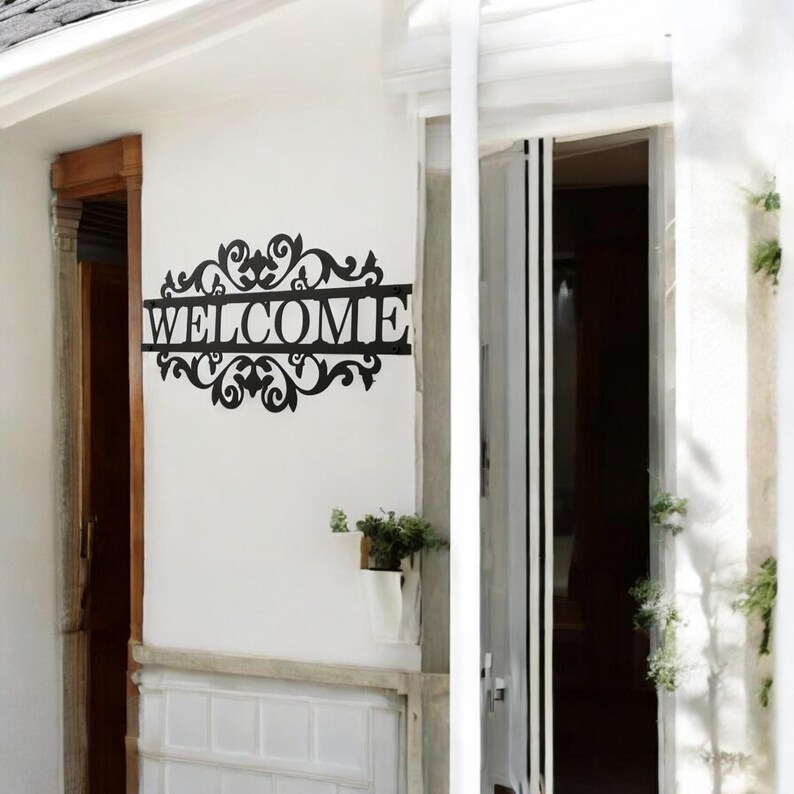 Metal Welcome Sign - Front Porch Decor - Custom House Sign - Address ...