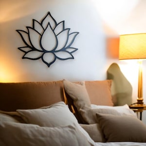 Art mural en métal lotus - Grande décoration de fleur de lotus pour salon, chambre ou studio de yoga - Art mural or moderne - Cadeau pour la mariée
