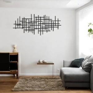 Modern Luxury Metal Wall Art - Mid Century Abstract Wall Sculpture - Geometric Metal Art for Living Room, Bedroom, Office, Above Bed Decor