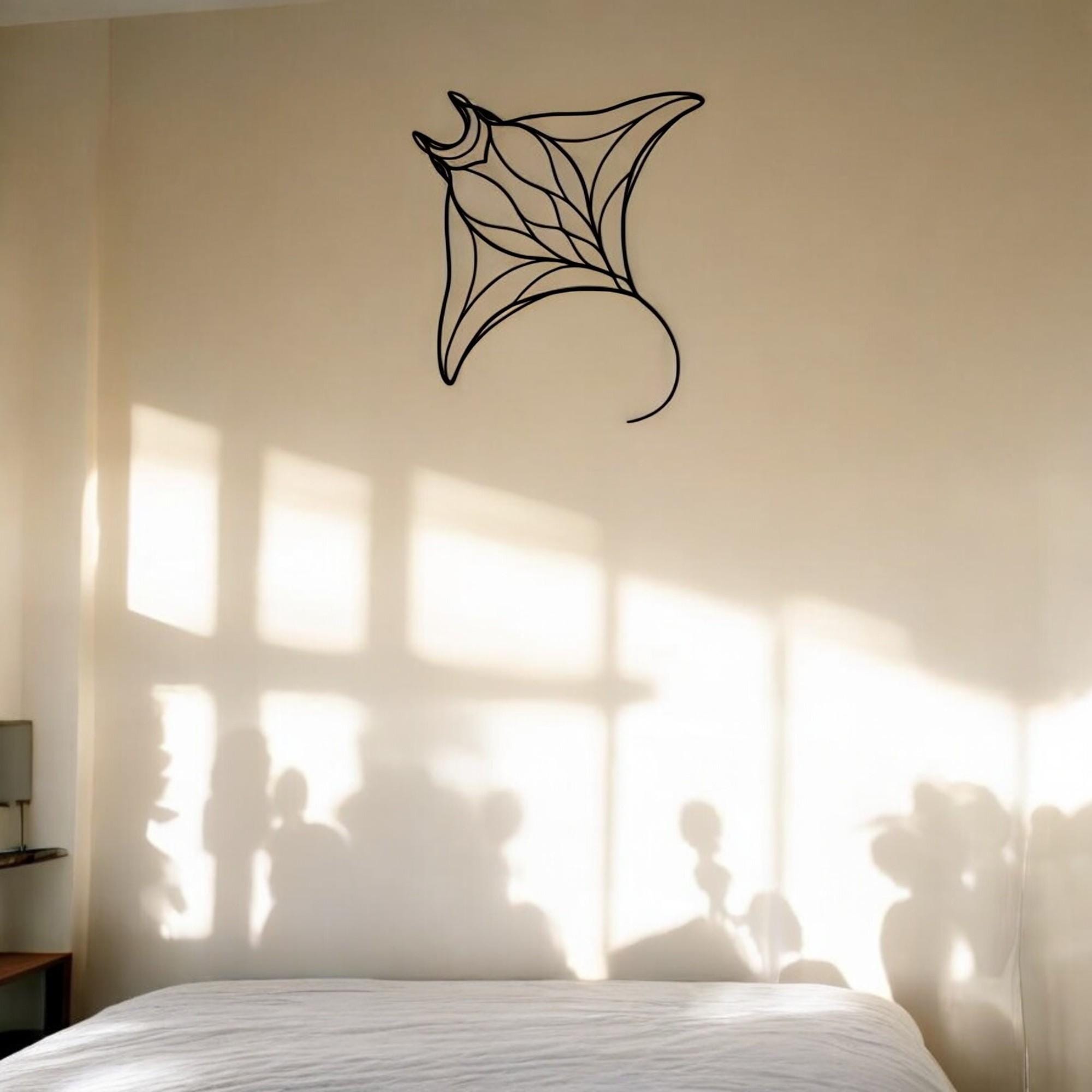 Manta Ray Metal Wall Art - Stingray Ocean Decor - Unique Black Metal ...