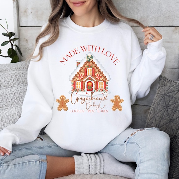 Made With Love Gingerbread Christmas Sweater, Gingerbread House