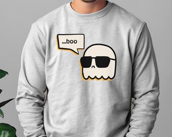 Cute Sunglass Ghost Sweatshirt, Boo Dude Halloween Sweater, Cute Fall Ghost Sweatshirt,Spooky Season Sweatshirt, Cute Halloween Sweater Gift