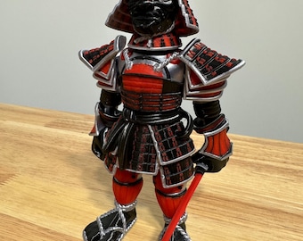 3D Printed Articulated Samurai Figure, Detailed Office Decor
