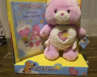 Baby knuffels Care Bear 2002 roze dragen luier 10" pluche gevuld met originele TAG