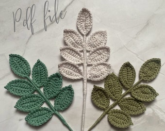 Crochet leaf pattern flower crochet pattern flower bouquet pattern crochet greenery flower bouquet pattern- pdf crochet leaf pattern.