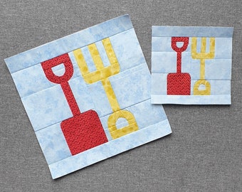 Spaten und Gabel FPP Quilt Block Pdf Schnittmuster in 2 Größen