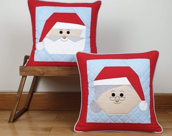 Santa and Mrs Claus Foundation Paper Piecing Cushion PDF-Muster, Quiltblock