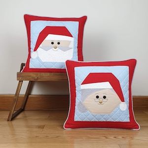 Santa and Mrs Claus Foundation Paper Piecing Cushion pdf pattern, quilt block