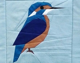 Kingfisher Bird Foundation Paper Piecing Quilt-Block pdf Muster