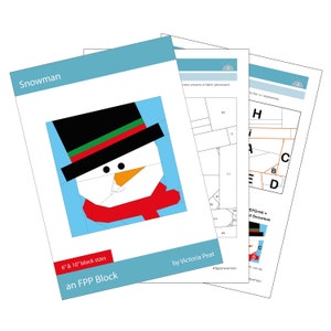 Snowman FPP quilt block pdf pattern in 2 sizes image 4