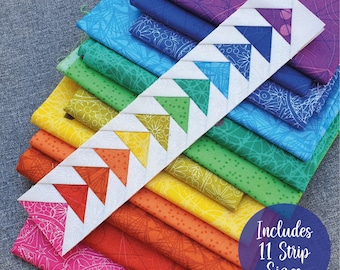 Flying Geese Strips for Foundation Paper Piecing (FPP), 11 template sizes included, perfect for quilt borders, accents, totes or pouches.