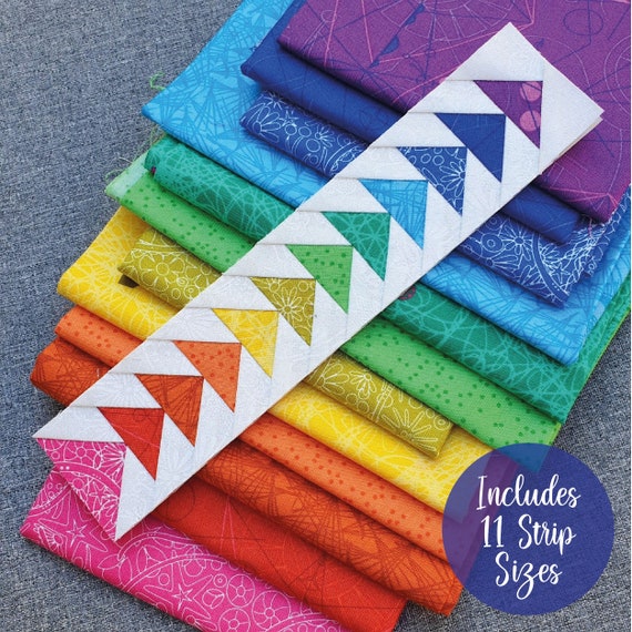 Flying Geese Strips for Foundation Paper Piecing (FPP), 11 template sizes included, perfect for quilt borders, accents, totes or pouches.