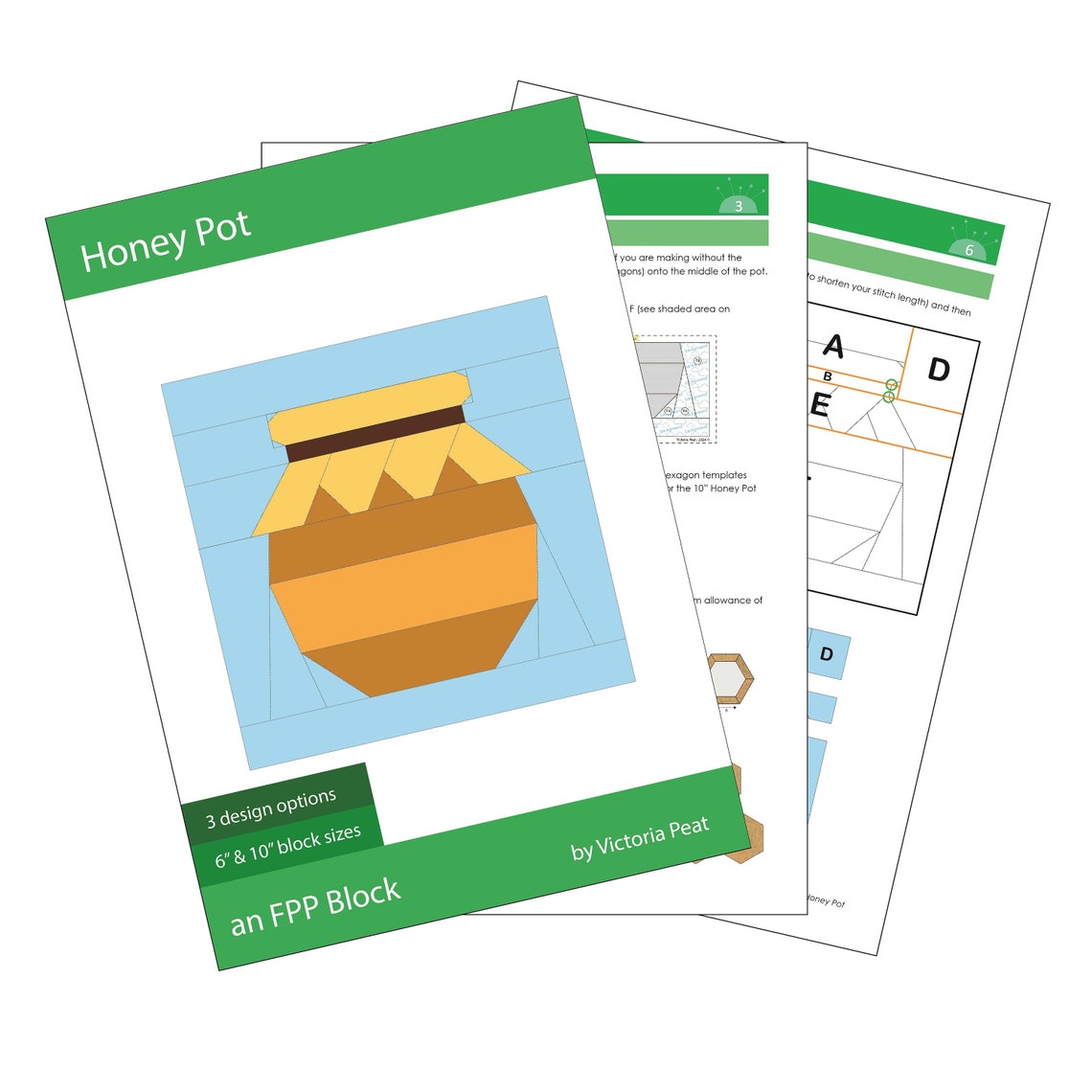 Honey Pot FPP Quilt Block: Spring/summer Patchwork, 2 Sizes (PDF ...