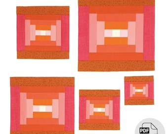 17 Stück Courthouse Steps Quilt Block FPP Templates, 5 Größen (PDF Vorlagen)