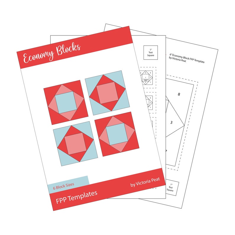 Economy Block FPP Printable Templates pdf pattern in 6 sizes from the Tiny 1 to 6 image 5