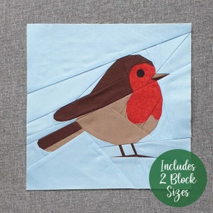 Robin FPP quilt block pdf pattern in 2 sizes