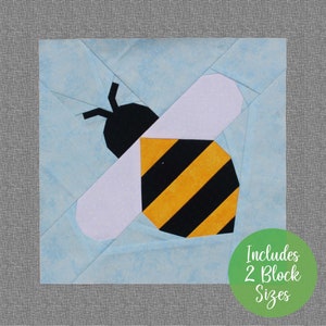 Flying Bumble Bee, Honey Bee FPP Quilt Block perfekt für Patchwork- und Quilt-Projekte im Frühling und Sommer