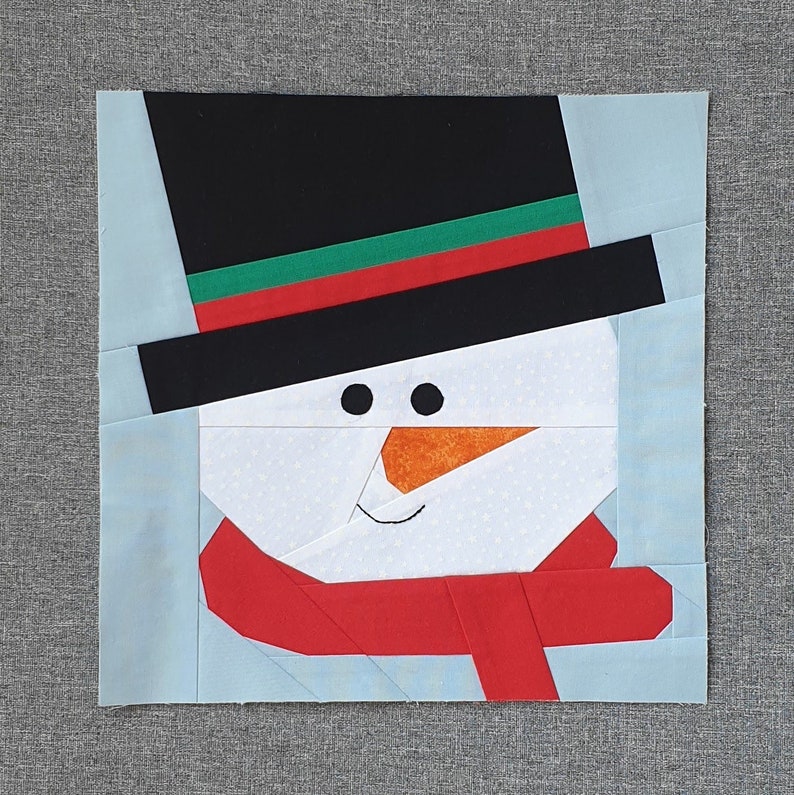 Snowman FPP quilt block pdf pattern in 2 sizes image 3
