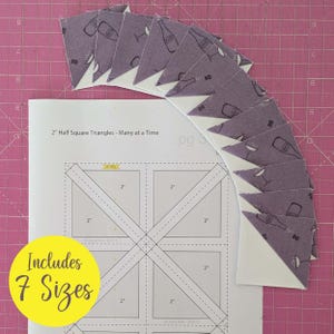 Halbquadratische Dreiecke VIELE gleichzeitig Foundation Paper Piecing (FPP) Druck zu Hause Vorlagen, 7 Größen enthalten