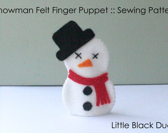 Pattern: Snowman Felt Finger Puppet