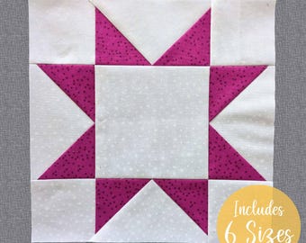 Sawtooth Star Quilt Block FPP Pattern: 6 Sizes (PDF Pattern)