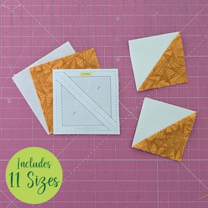 HSTs TWO at a TIME Foundation Paper Piecing (FPP) print at home templates, 11 sizes included | Half Square Triangles
