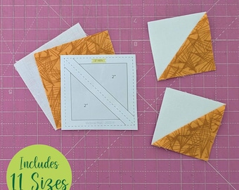Half Square Triangle Templates, 2 at a Time, 11 sizes (PDF Pattern)