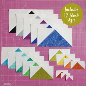Flying Geese Individual Units, Foundation Paper Piecing (FPP) print at home templates, 17 sizes included for lots of different quilt blocks