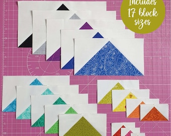 Flying Geese Individual Units, Foundation Paper Piecing (FPP) print at home templates, 17 sizes included for lots of different quilt blocks