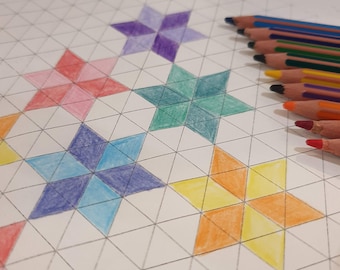 Isometric Grid EPP Colouring Pages in 4 grid sizes