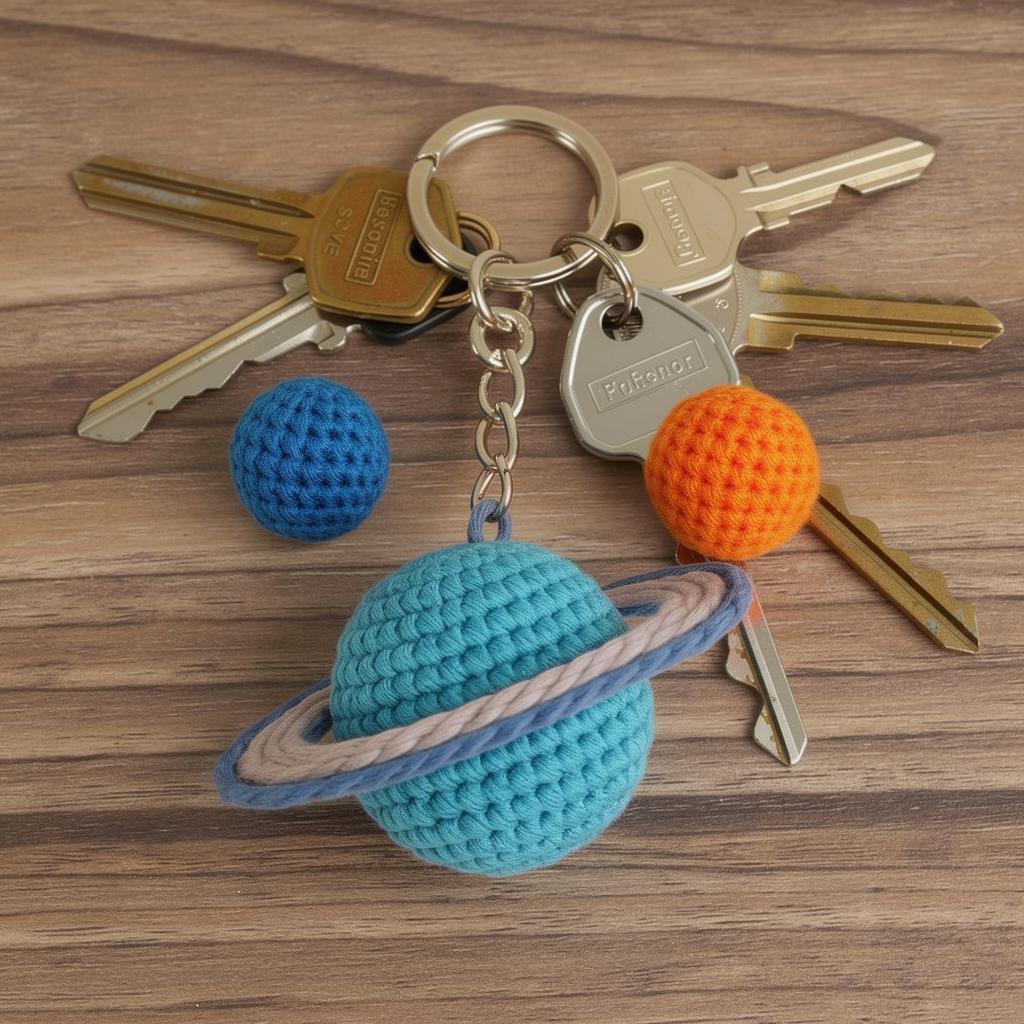 Crochet Saturn Planet Keychain – Handmade Amigurumi Space Bag Charm ...