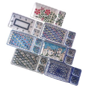 Handmade Ceramic Rectangular Serving Dish – 3 Section Floral Platter