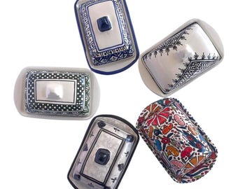 Ceramic Butter Dish with Lid | Hand-Painted Tunisian Kitchenware | Mediterranean Butter Keeper | Artisan Kitchen Decor