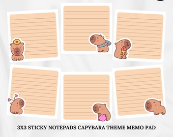 Handmade Capybara, Memopads, Notepads lined, PDF, Ready-to-print memopads tear-away