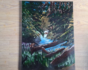 Rivière dans la forêt - acrylique sur toile