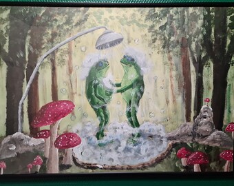 Grenouilles dans la forêt magique - Acrylique sur toile